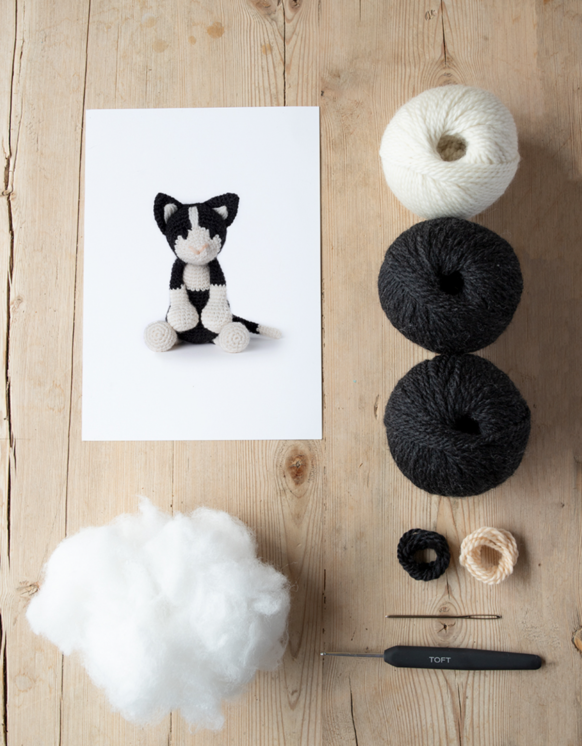 TOFT Animals - Paddy the black and white cat kit - YourNextKnit